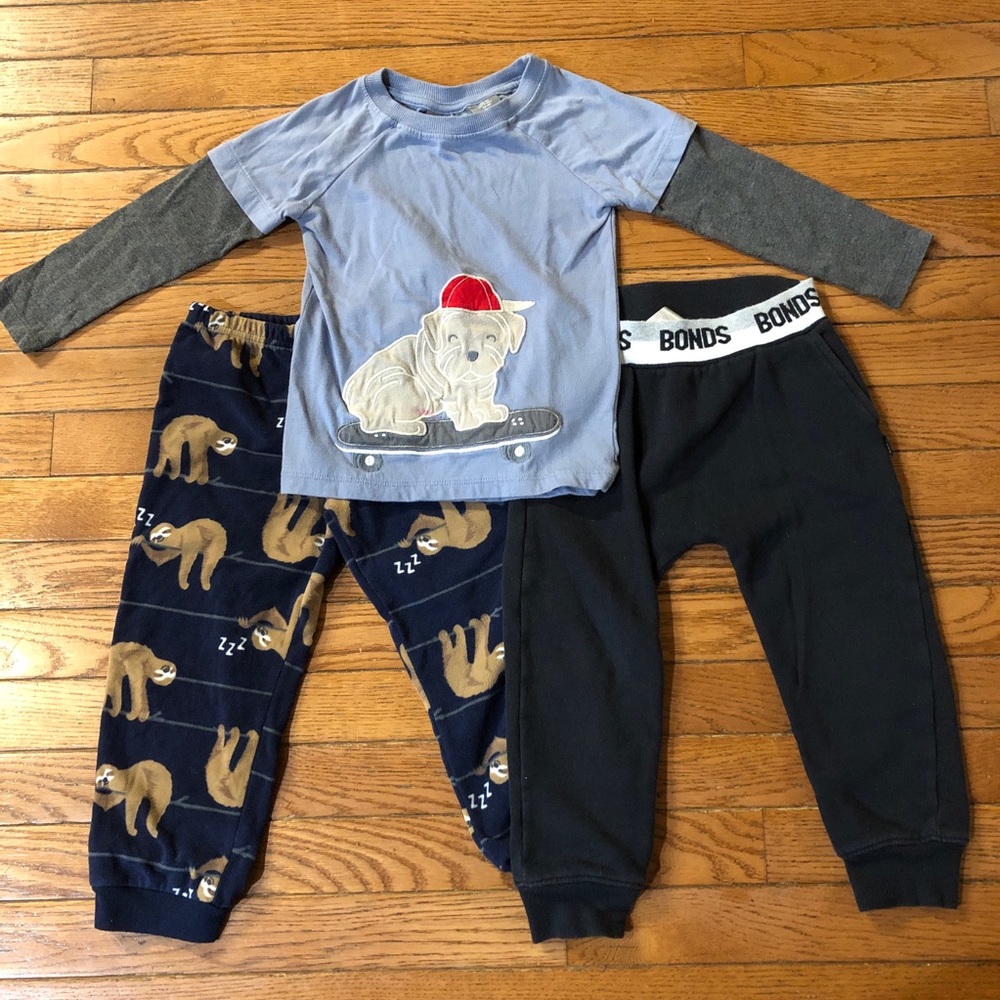 Lot of 3 Toddler Boys Pants Top Bonds Jarvis Archer Carter’s Sz 4T